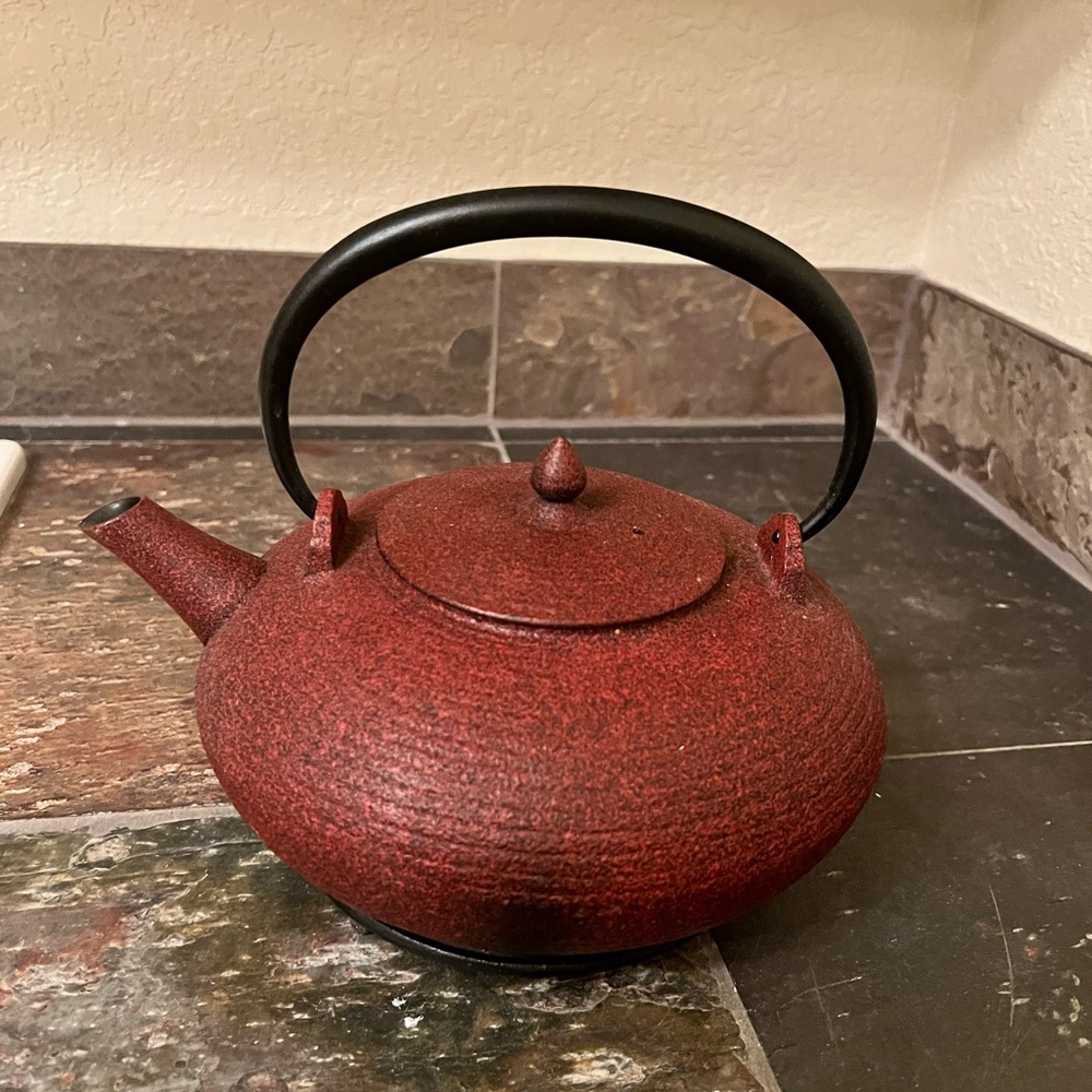 Cast Iron Red Teapot